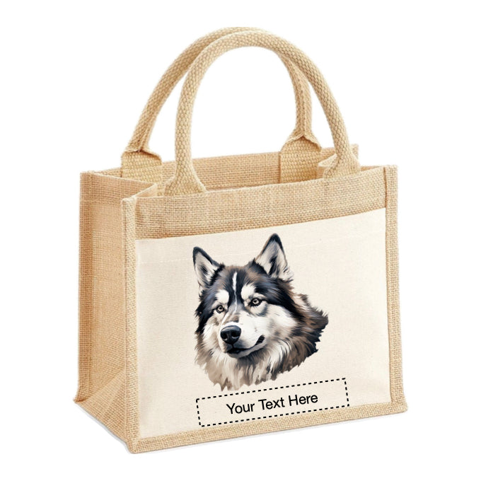 Jute Tote Bags - With 16 different images of Alaskan Malamute dogs