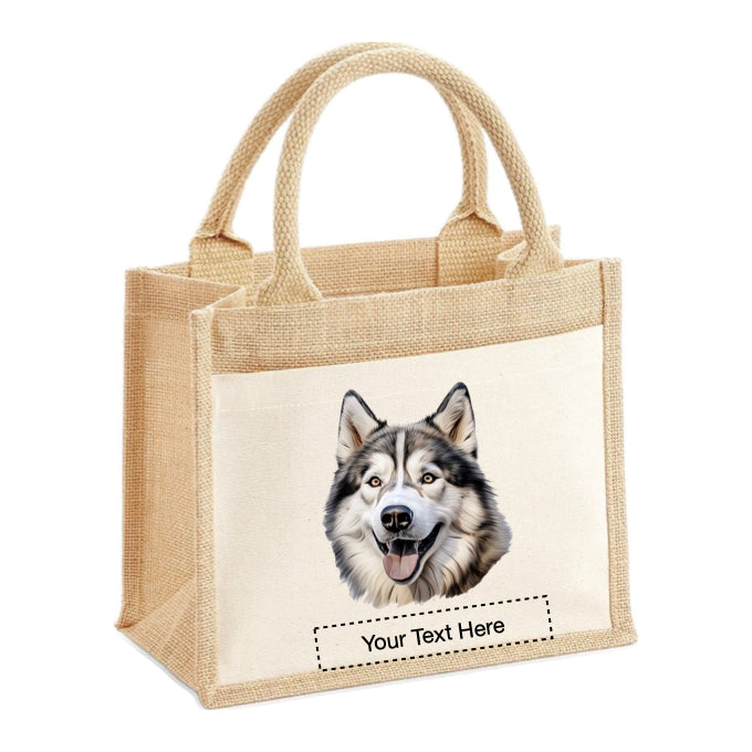 Jute Tote Bags - With 16 different images of Alaskan Malamute dogs