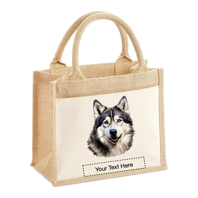Jute Tote Bags - With 16 different images of Alaskan Malamute dogs