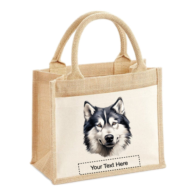 Jute Tote Bags - With 16 different images of Alaskan Malamute dogs