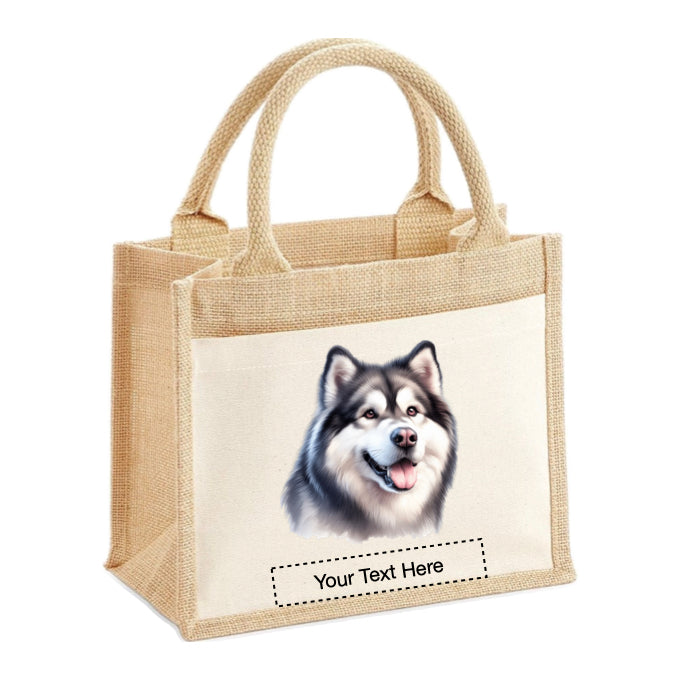 Jute Tote Bags - With 16 different images of Alaskan Malamute dogs