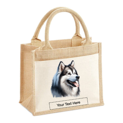 Jute Tote Bags - With 16 different images of Alaskan Malamute dogs