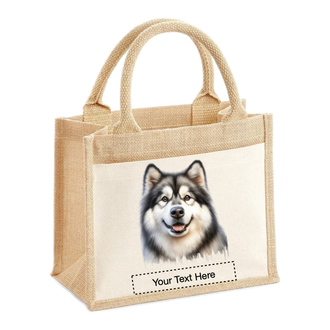 Jute Tote Bags - With 16 different images of Alaskan Malamute dogs