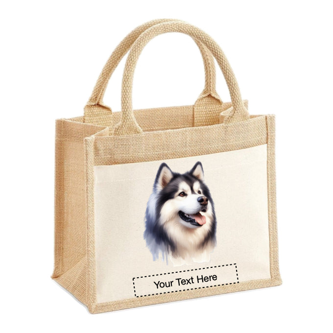 Jute Tote Bags - With 16 different images of Alaskan Malamute dogs