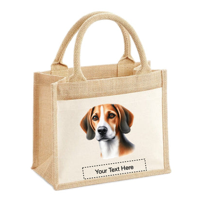 Jute Tote Bags - With 4 different images of American Foxhound dogs
