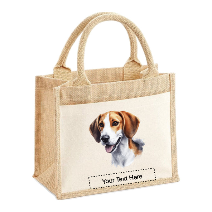 Jute Tote Bags - With 4 different images of American Foxhound dogs
