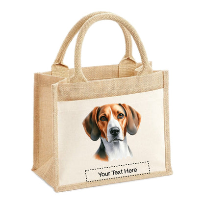 Jute Tote Bags - With 4 different images of American Foxhound dogs