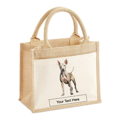 Jute Tote Bags - With 3 different images of American Hairless Terrier dogs