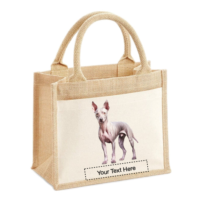 Jute Tote Bags - With 3 different images of American Hairless Terrier dogs