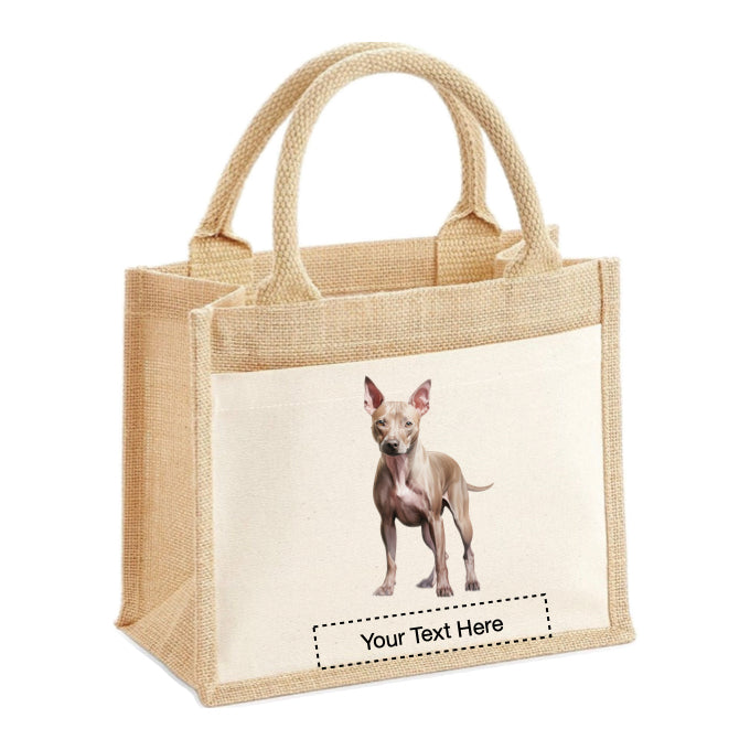 Jute Tote Bags - With 3 different images of American Hairless Terrier dogs