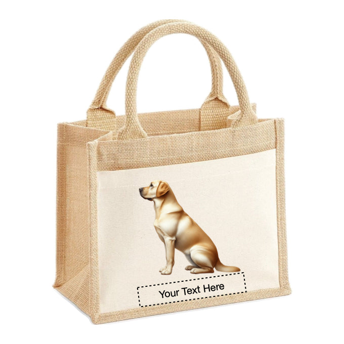 Jute Tote Bags - With 13 different images of Labrador dogs standing and sitting