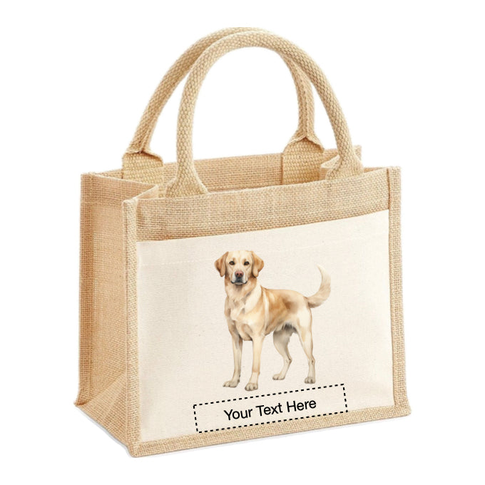 Jute Tote Bags - With 13 different images of Labrador dogs standing and sitting