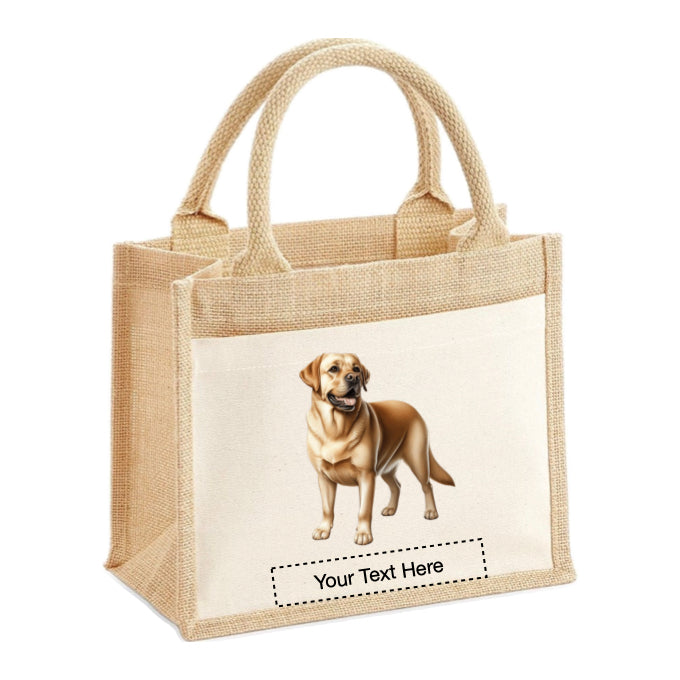 Jute Tote Bags - With 13 different images of Labrador dogs standing and sitting