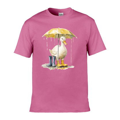Mens T-Shirt (Gildan Softstyle 64000) - 10 Colours to choose from with a Duck Holding an Umbrella 1
