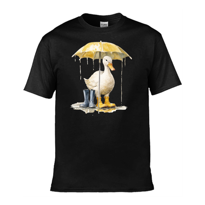 Mens T-Shirt (Gildan Softstyle 64000) - 10 Colours to choose from with a Duck Holding an Umbrella 1