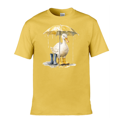 Mens T-Shirt (Gildan Softstyle 64000) - 10 Colours to choose from with a Duck Holding an Umbrella 1