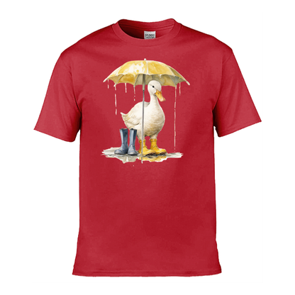 Mens T-Shirt (Gildan Softstyle 64000) - 10 Colours to choose from with a Duck Holding an Umbrella 1