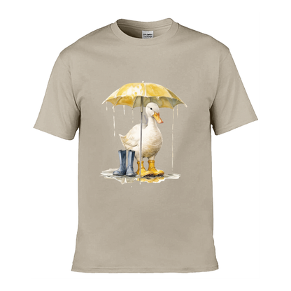 Mens T-Shirt (Gildan Softstyle 64000) - 10 Colours to choose from with a Duck Holding an Umbrella 1