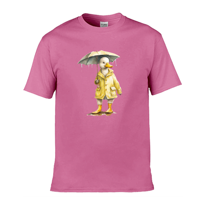 Mens T-Shirt (Gildan Softstyle 64000) - 11 Colours to choose from with a Duck Holding an Umbrella 2