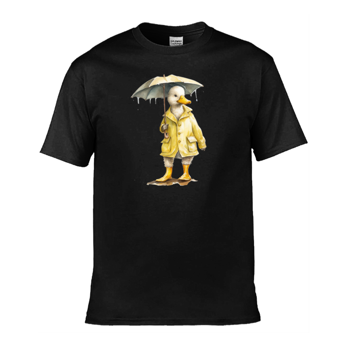 Mens T-Shirt (Gildan Softstyle 64000) - 11 Colours to choose from with a Duck Holding an Umbrella 2