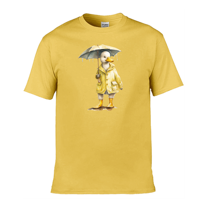 Mens T-Shirt (Gildan Softstyle 64000) - 11 Colours to choose from with a Duck Holding an Umbrella 2