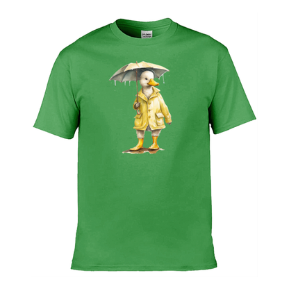 Mens T-Shirt (Gildan Softstyle 64000) - 11 Colours to choose from with a Duck Holding an Umbrella 2