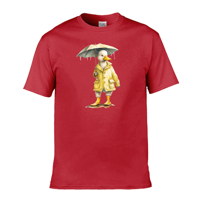Mens T-Shirt (Gildan Softstyle 64000) - 11 Colours to choose from with a Duck Holding an Umbrella 2