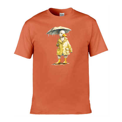Mens T-Shirt (Gildan Softstyle 64000) - 11 Colours to choose from with a Duck Holding an Umbrella 2