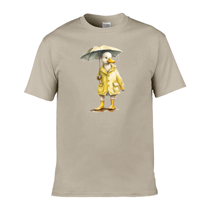 Mens T-Shirt (Gildan Softstyle 64000) - 11 Colours to choose from with a Duck Holding an Umbrella 2