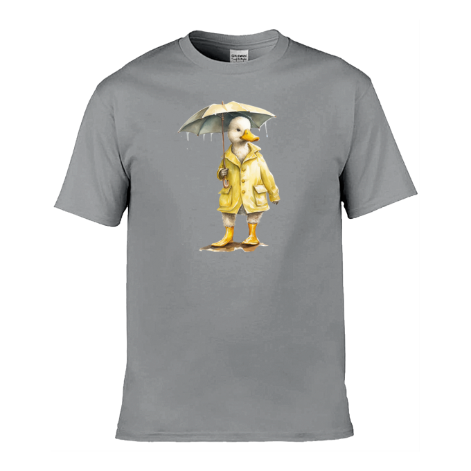 Mens T-Shirt (Gildan Softstyle 64000) - 11 Colours to choose from with a Duck Holding an Umbrella 2