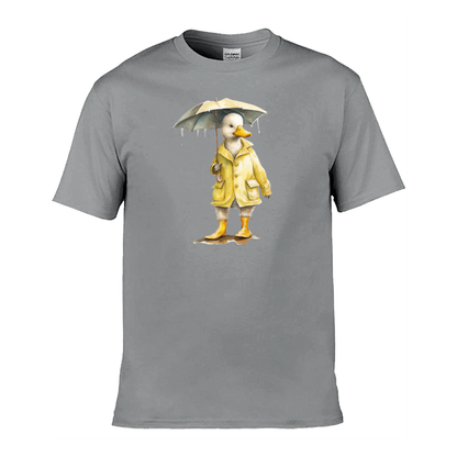 Mens T-Shirt (Gildan Softstyle 64000) - 11 Colours to choose from with a Duck Holding an Umbrella 2