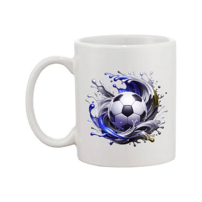 Mug - 11oz - Sports - Blue & Black Paint Splashed Football