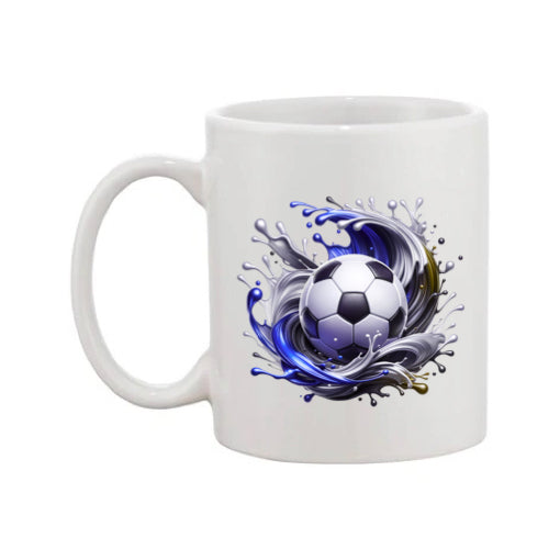 Mug - 11oz - Sports - Blue & Black Paint Splashed Football