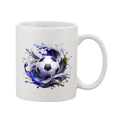 Mug - 11oz - Sports - Blue & Black Paint Splashed Football