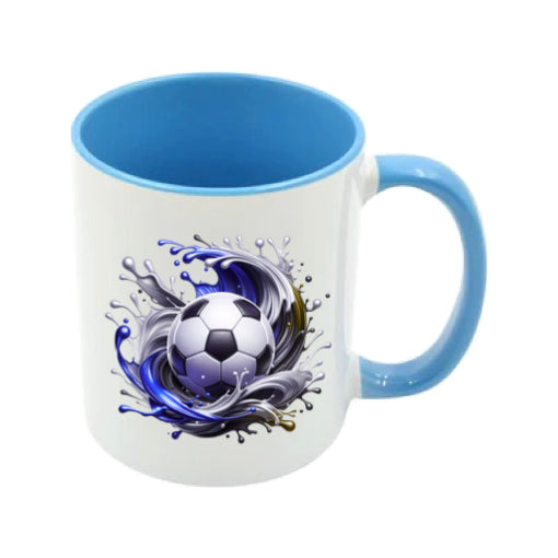 Mug - 11oz - Sports - Blue & Black Paint Splashed Football