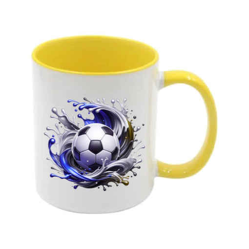 Mug - 11oz - Sports - Blue & Black Paint Splashed Football