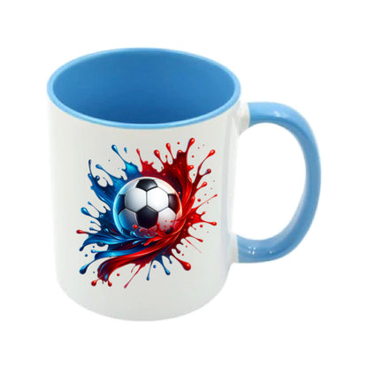 Mug - 11oz - Sports - Blue & Red Paint Splashed Football