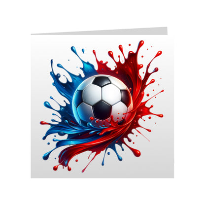 Square Greeting Cards - Sport - Paint Splashed Footballs