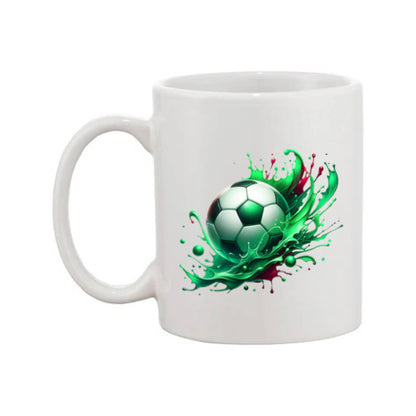 Mug - 11oz - Sports - Green & Red Paint Splashed Football 1