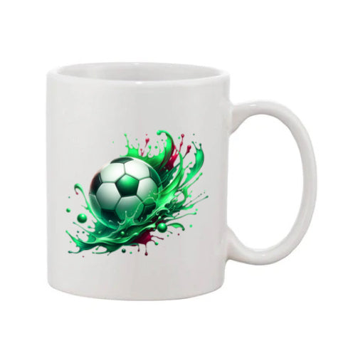 Mug - 11oz - Sports - Green & Red Paint Splashed Football 1