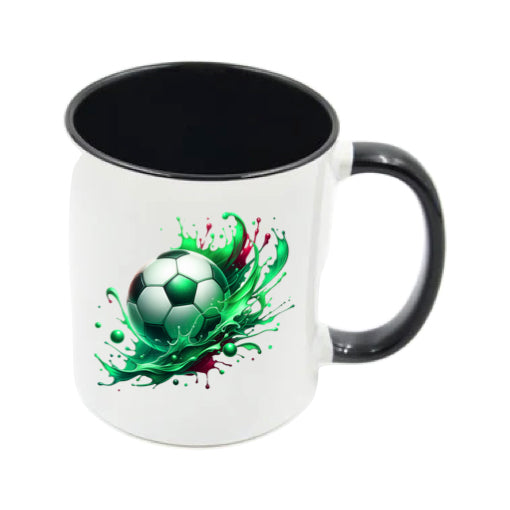 Mug - 11oz - Sports - Green & Red Paint Splashed Football 1