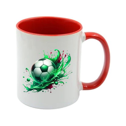 Mug - 11oz - Sports - Green & Red Paint Splashed Football 1