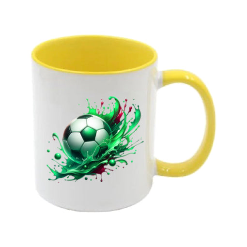 Mug - 11oz - Sports - Green & Red Paint Splashed Football 1
