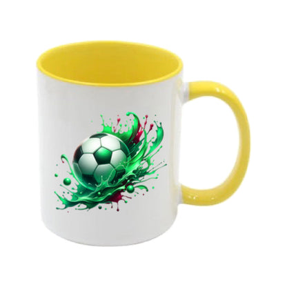 Mug - 11oz - Sports - Green & Red Paint Splashed Football 1