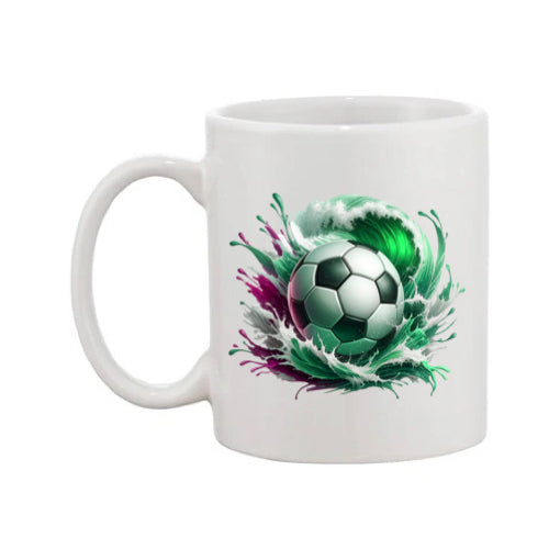 Mug - 11oz - Sports - Green & Red Paint Splashed Football 2