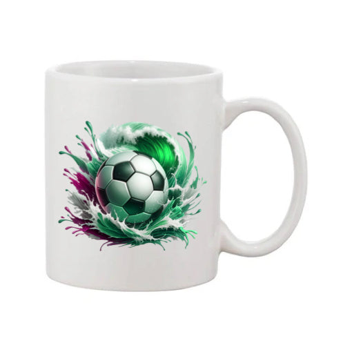 Mug - 11oz - Sports - Green & Red Paint Splashed Football 2