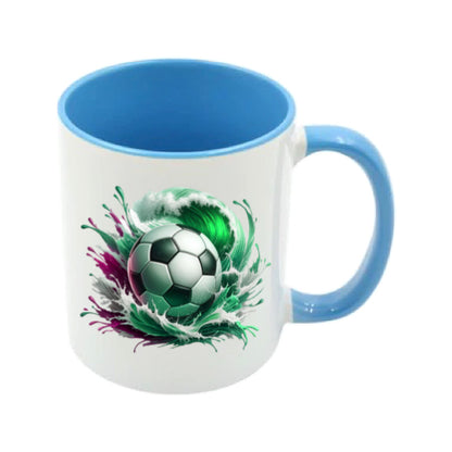 Mug - 11oz - Sports - Green & Red Paint Splashed Football 2