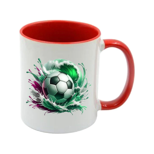 Mug - 11oz - Sports - Green & Red Paint Splashed Football 2