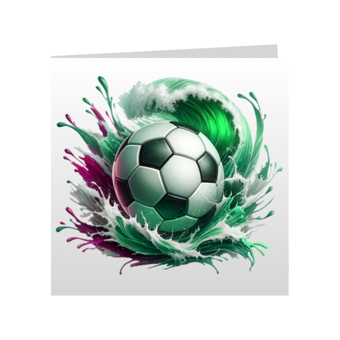Square Greeting Cards - Sport - Paint Splashed Footballs