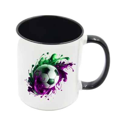 Mug - 11oz - Sports - Green & Purple Paint Splashed Football